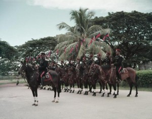 A troop of British Guiana Mounted Police, on parade, in Georgetown, 1955 (IWM (TR 6997)