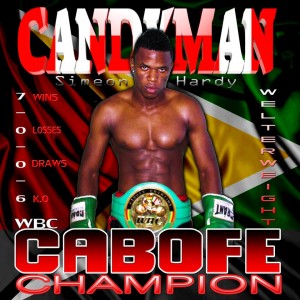 Simeon wearing his CABOFE champion belt
