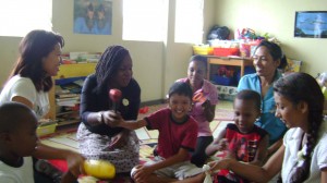 Students having fun with the teachers