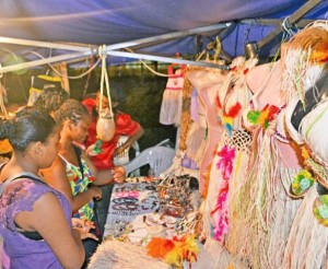 Patrons viewing craft items at the Amerindian Craft and Food Exhibition and Cultural Night last Thursday