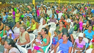 Members of the audience at the talent show at the Amerindian Craft and Food Exhibition and Cultural Night last Thursday in Guyana