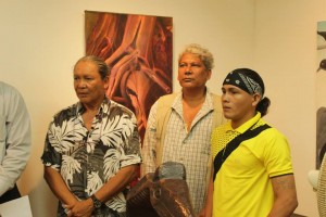 Victor Captain (right) with artists George Simon (left) and Oswald Hussein