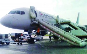 A Delta aircraft in Guyana prior to the airline's exit in May  