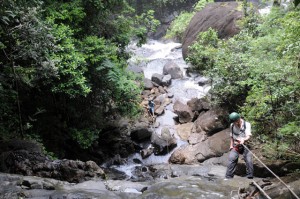 Abseiling down the falls