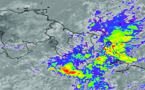 This map supplied by the Agriculture Ministry shows the storm heading in the direction of Guyana 