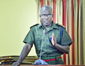 GDF Lieutenant Colonel Patrick West emphasises a point at the CoI 