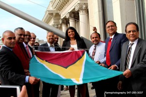 Honourable Congressman Donald Payne, Jr, State Officials, and representatives of various Government agencies at the flag raising ceremony in New Jersery