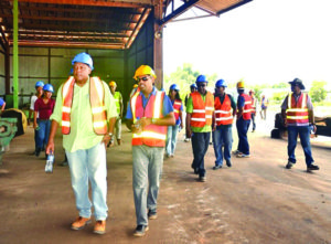Natural Resources Minister Raphael Trotman (left) toured the Barama Company Limited facility earlier this year 
