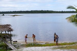 Residents of the nearby village fishing at the Lake