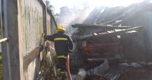 Fire Service rank battling to contain the early morning blaze 